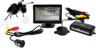 Asistent parkimi TFT01, ekran 4.3", kamerë CAM-308 LED, 4 sensorë të bardhë