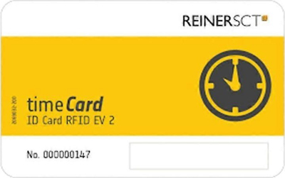 Kartë identiteti Reiner SCT timeCard DES EV2, RFID, set me 50 copë, bardh me të verdhë
