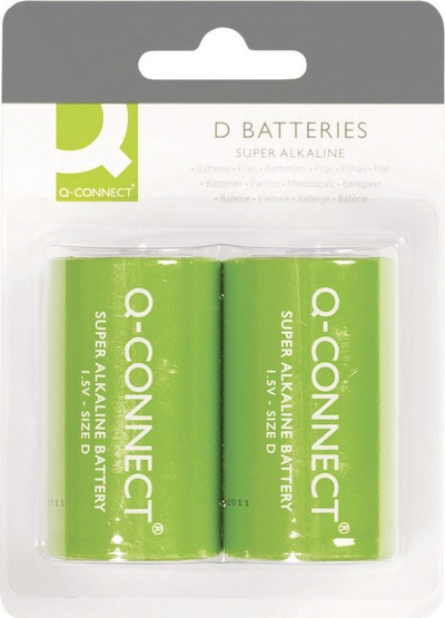 Алкални батерии Q-Connect Size D, 1.5V, пакет 2 парчиња