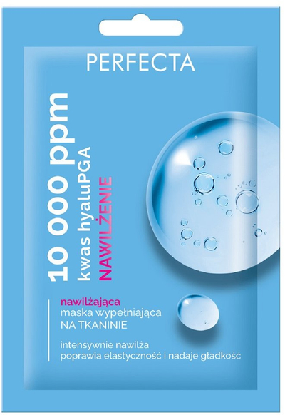Maskë fytyre Perfecta 10 000 ppm, për lagështim me acid hialuronik, në pëlhurë