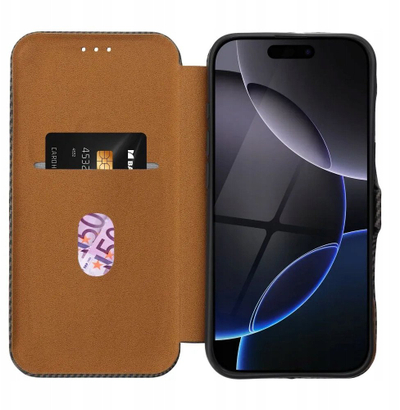 Футрола магнетна фолио Side Magnet за iPhone 14 Pro, со капак, кафеава