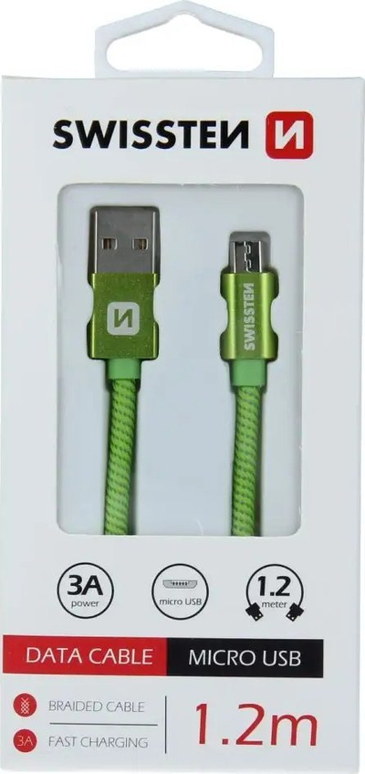 Kabllo USB Swissten USB A në micro USB, 1.2m, 3A, gri