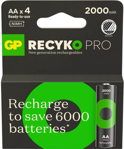 Bateri të rikarikueshme GP ReCyko Pro AA, 2000mAh, NiMH, të zeza