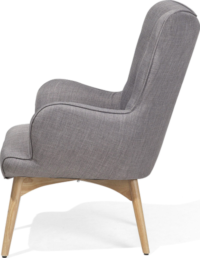 Karrige relaksi me tabure Wingback, stof, gri e çelët