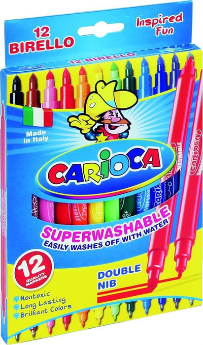 Markera me dy maja Carioca Birello, me bojë me bazë uji, set ngjyrash, shumëngjyrëshe