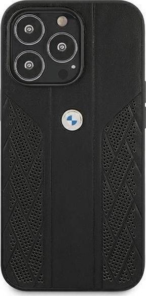 Mbështjellës telefoni BMW Leather Curve, për iPhone 13 Pro, lëkurë, i zi
