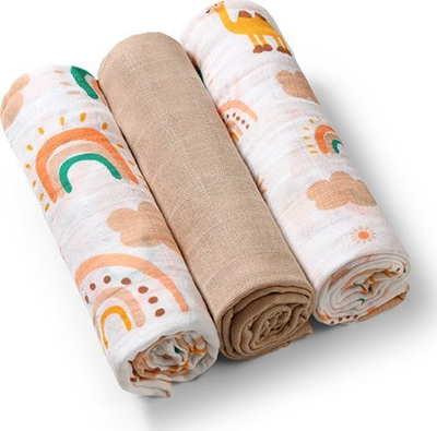 Pelena BabyOno muslin (348/08), 3 copë, bezhë