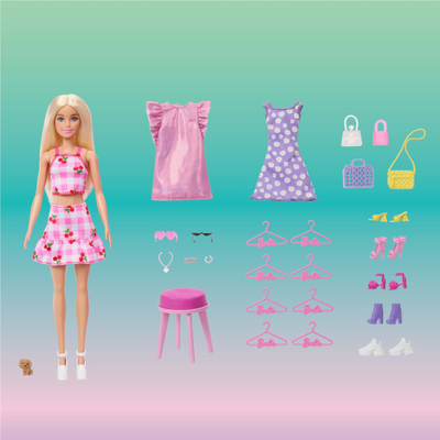Set loje Barbie Dream Closet, garderobë me gjona, rozë