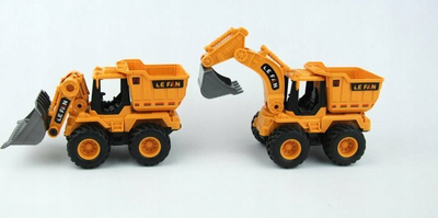 Lodër ndërtimi Lefan Auto Construction Tipper 2n1, me tërheqje mbrapa, me kovë që lëviz, portokalli