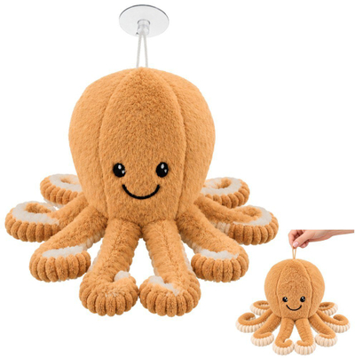 Lodër pelushi LeanToys oktapod me ventuzë, 16 cm, bezhë