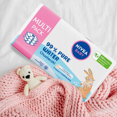 Shami të lagura për bebe Nivea Baby Biodegradable 99% Pure Water, 3x57 copë
