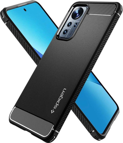 Këllëf telefoni Spigen Rugged Armor për Xiaomi 12 Lite, TPU i butë, mbron nga goditjet, ngjyrë e zezë