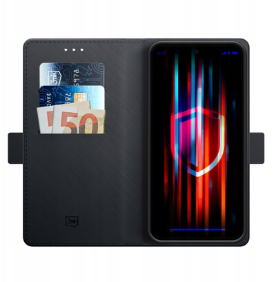Mbulesë telefoni 3MK Wallet për Redmi 15C 4G Poco C85 4G, mbajtëse kartelash, e zezë