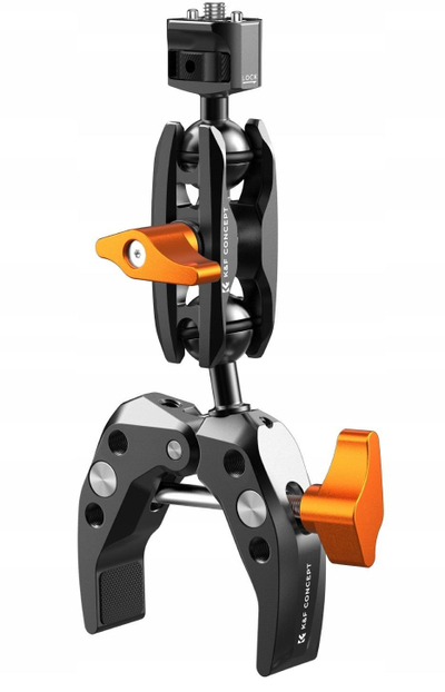 Kllampë fotografike K&amp;F Concept MS13, crab clamp me krah magjik, universale, e zezë me portokalli