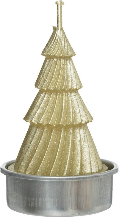 Set qirinj dekorativë Feeric Christmas, formë bredhi, 4 copë, ngjyrë ari me shkëlqim