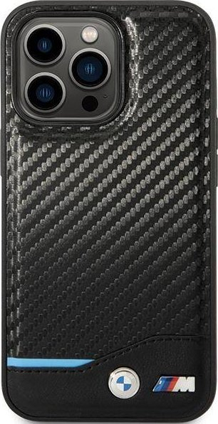 Këllëf BMW BMHCP13X22NBCK për iPhone 13 Pro Max, hardcase lëkurë Carbon, i zi