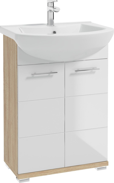 Lavaman me dollap Deftrans Bari D60, 60cm, i bardhë me dru