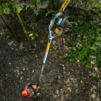 Sharrë zinxhiri me shtyllë Dewalt DCMPS567N, 18V, shinë 20 cm, e verdhë