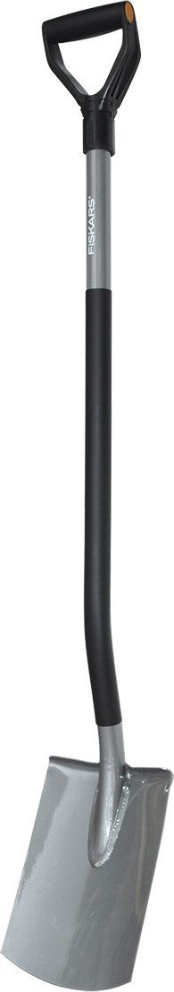 Lopatë Fiskars Ergonomic me kokë të rrumbullakët çeliku, bosht 125 cm, portokalli