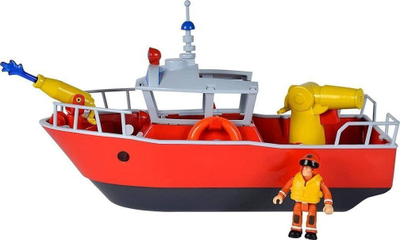 Lodër varkë zjarrfikësish Simba Fireman Sam Titan Fireboat, 32cm, me figura, e kuqe