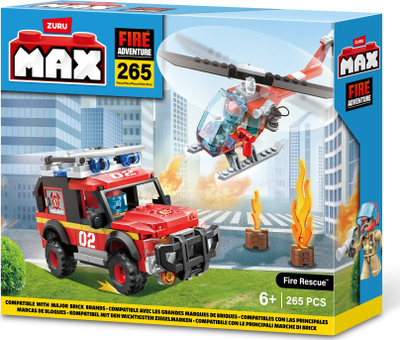 Set tulla ndërtimi ZURU Max Fire Adventure, 265 copë, për kalama 6+, i kuq