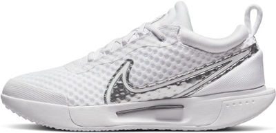 Atlete tenisi NikeCourt Zoom Pro White Metallic Silver për goca, numri 39, të bardha me ngjyrë argjendi