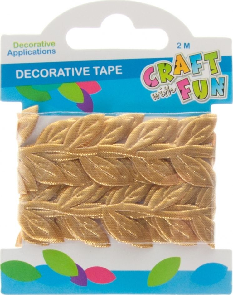 Shirit dekorativ Craft with Fun Leaves, 2m, 2.5cm, ngjyrë ari