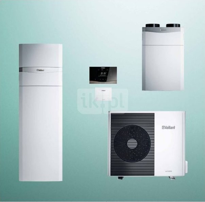 Сет топлотна пумпа Вајлант aroTHERM Split VWL 75/5AS, централа uniTOWER VWL 78/5IS, рекуператор VAR 360/4, регулатор sensoCOMFORT 720, бела