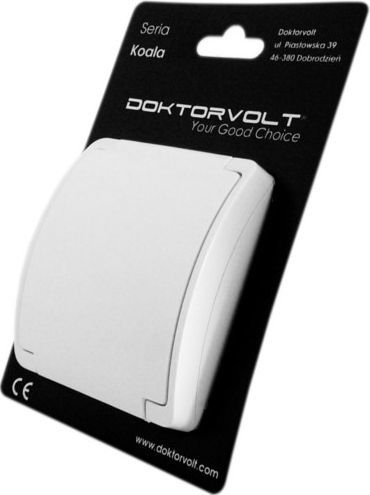 Надповршинска приклучница Doktorvolt 161-01 DV 5850, единечна со заземјување, IP44, бела