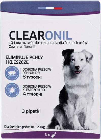 Антипаразитски капки за кучиња Francodex CLEARONIL, 10–20 kg, 134 mg x 3