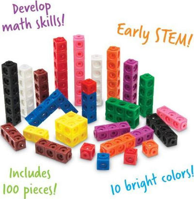Lodër mësimore Learning Resources Mathlink Cubes, set me 100 kuba, me shumë ngjyra