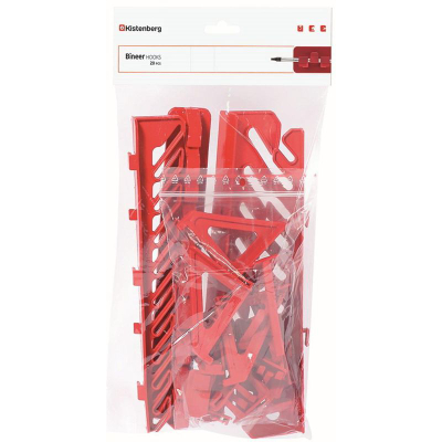 Set mbajtësesh paneli veglash Kistenberg Bineer Hooks, 20 copë, plastikë, i kuq