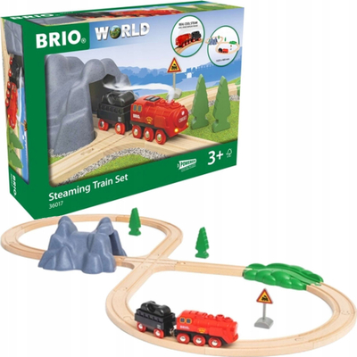 Set tren lodër Brio Steam Train 36017, me avull, me motor me bateri, shumëngjyrësh