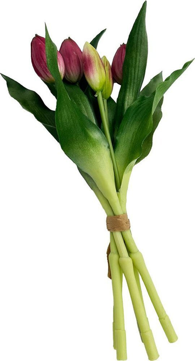 Buqetë lulesh artificiale SASKA Gift and Decor Tulip, 5 copë, silikon PU 28 cm, lejla