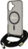 Këllëf telefoni Guess Crossbody Cord Script MagSafe për iPhone 16, me rrip, i zi
