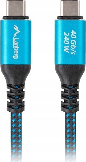 Kabllo USB C Lanberg USB4, 1.5m, 240W, zi blu