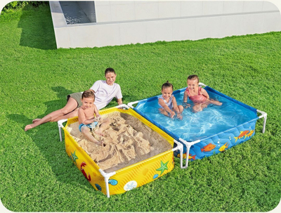 Set pishinë dhe sandbox për kalamajt Bestway My First Frame, 213x122x30.5cm, ngjyra plot