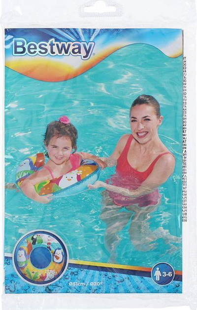 Unazë notuese Bestway Penguins, për kalamaj 3-6 vjeç, diametër 51 cm, shumëngjyrëshe