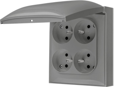 Bllok prizash Kontakt-Simon Aquaclick ACGZ4Z/16, 4 dalje, IP44, gri