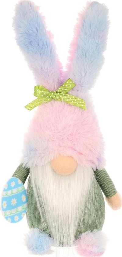 Figurinë zbukuruese Saska Gnome Bunny, 27 cm, për Pashkë, shumëngjyrëshe