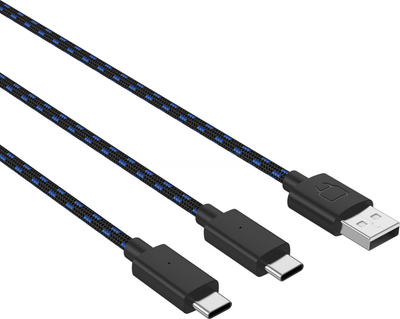 Kabllo Venom Play & Charge VS5002, USB në 2x USB-C, 3m, i zi
