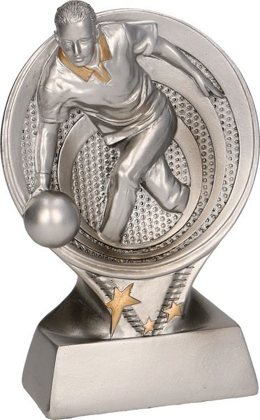 Figurinë trofe bowling RS2501, 15.5cm, rrëshirë, argjend me të artë