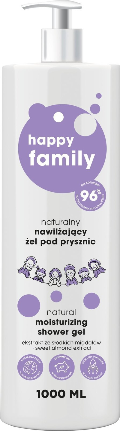 Гел за туширање Happy Family, природно хидратирачки, 1000 ml
