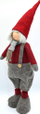 Figurinë zbukuruese Saska Christmas Adam, me këmbë teleskopike 54-62cm, gri me të kuqe