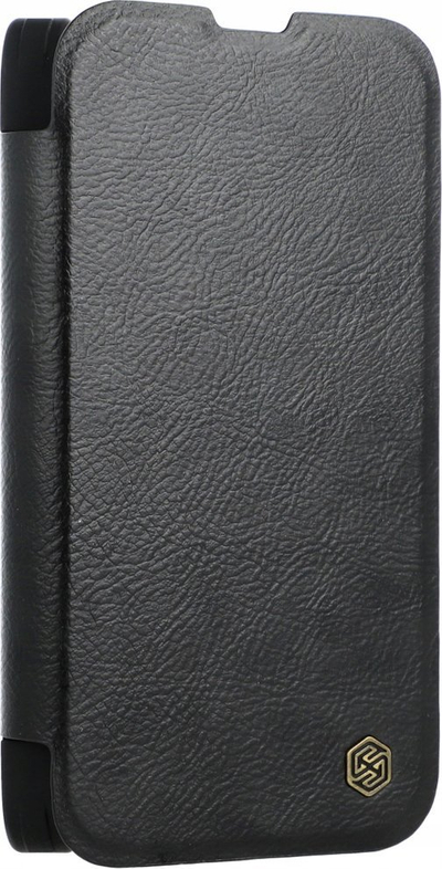 Futrollë Nillkin Qin Leather për iPhone 16 Pro Max, me kapak, me mbrojtje kamere, e zezë