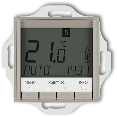 Mekanizëm termostati javor Karlik Mini 60MRT-3.2, ndriçim blu, taupe