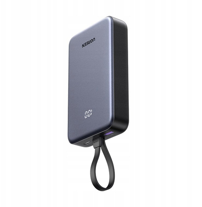 Power Bank UGREEN PB209, 20000mAh, 22.5W Fast Charge, me kabllo USB C të integruar, i zi