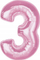 Balonë numri Number Light Pink, 92 cm, numri 3, rozë e butë