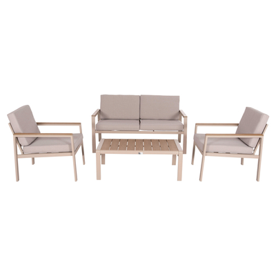 Set mobiljesh oborri Safin HM6278.04, 4 pjesë, alumin, ngjyrë cappuccino me jastëkë beige