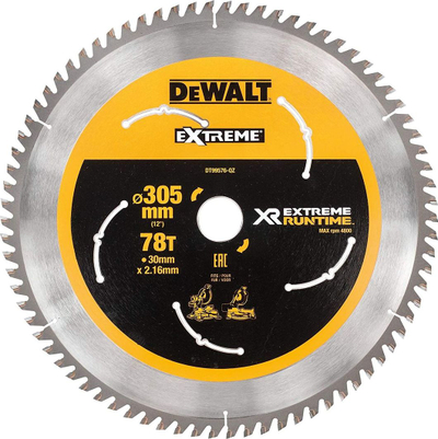 Teh sharre DeWalt XR FLEXVOLT, 305mm, 78 dhëmbë, bosh 30mm